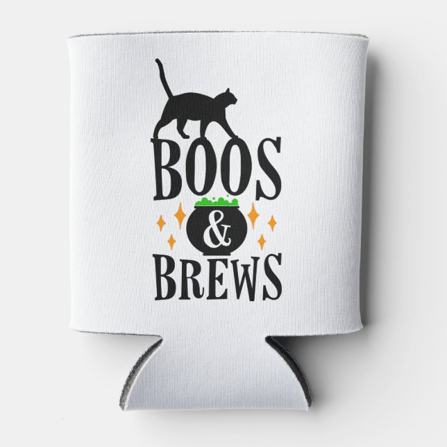 Boos and Brews Halloween Can Cooler (Front)