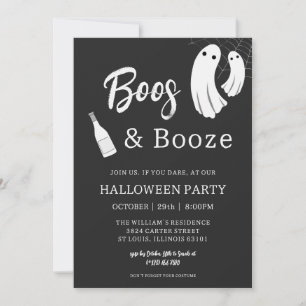 Boos & Booze Adult Halloween Chic Invitation en fr