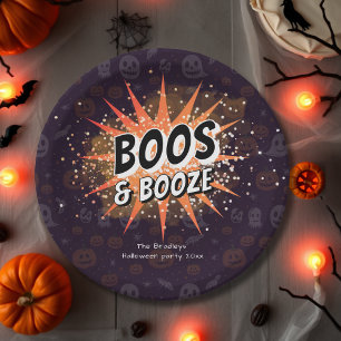 Boos & Booze Adult Halloween Party Paper Plate