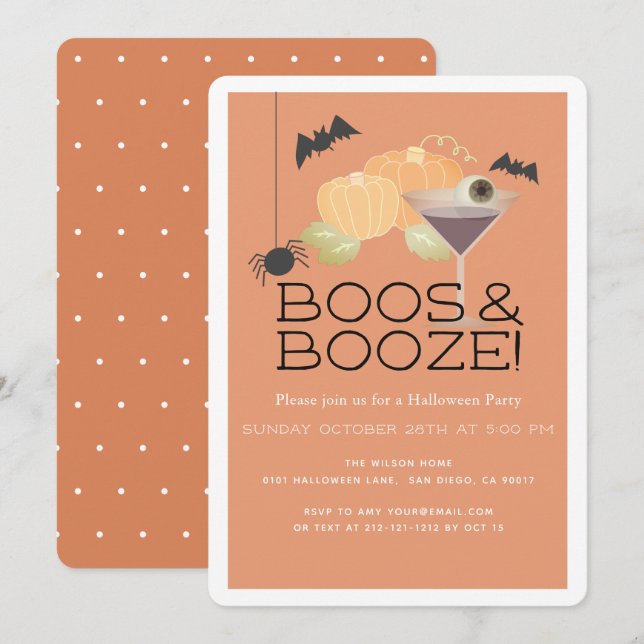 Boos & Booze Citrouille Invitation de la fête d'Ha (Devant / Derrière)