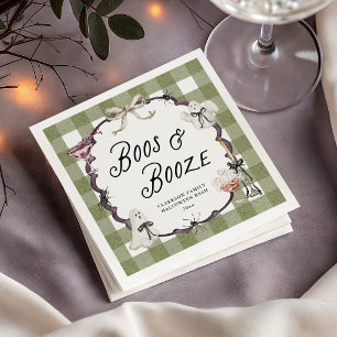 Boos & Booze Cocktails Halloween Party Invite Napkin