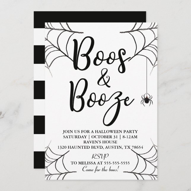 Boos & Booze Halloween Invitation (Front/Back)