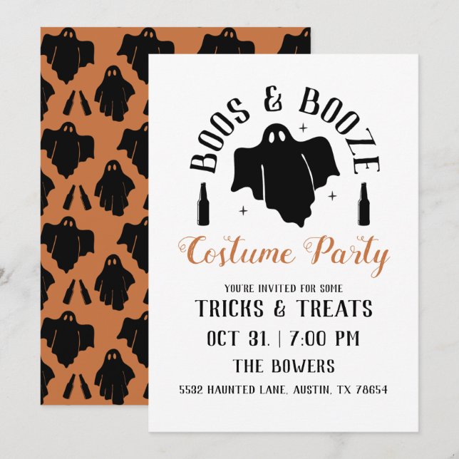 Boos & Booze Halloween Party Invitation (Devant / Derrière)