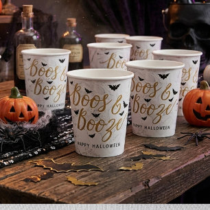 Boos & Booze Halloween Party Paper Cups