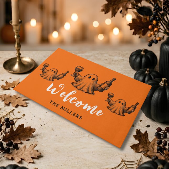 Boos & Booze Vintage Ghost  Doormat (Creator Uploaded)