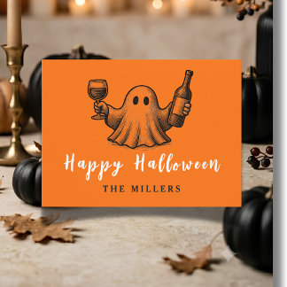 Boos & Booze Vintage Ghost  Postcard