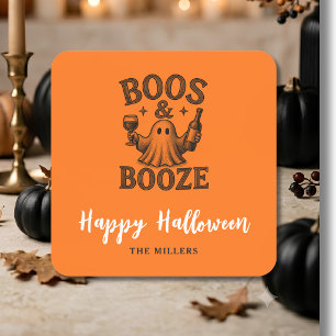 Boos & Booze Vintage Ghost Square Sticker