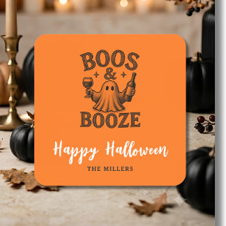 Boos & Booze Vintage Ghost  Square Sticker