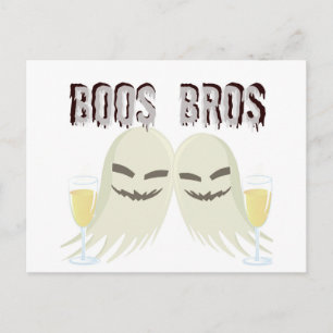 BOOS BROS GHOSTS WITH BOOZE FUNNY PRINT POSTCARD