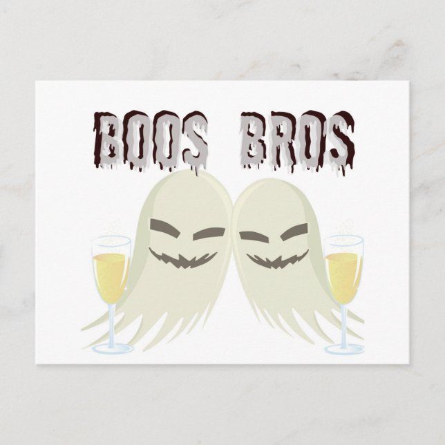 BOOS BROS GHOSTS WITH BOOZE FUNNY PRINT POSTCARD (Front)