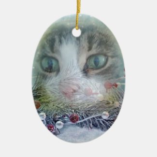 Boo's Christmas Ceramic Oval Ornament