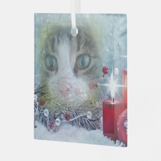 Boo's Christmas Glass Square Ornament