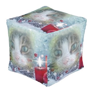 Boo's Christmas Large Cube Pouf