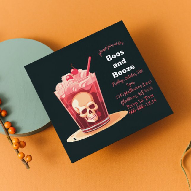 Boos et Booze Adulte Halloween Cocktail Invitation (Créateur téléchargé)
