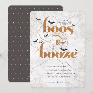 Boos et Booze Halloween Elegant Invitation