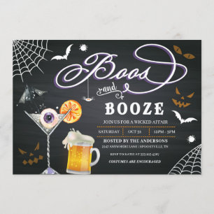 Boos Et Booze Invitation De La Fête D'Halloween