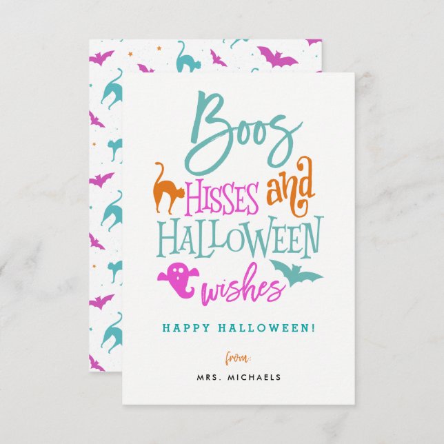 Boos Hisses and Halloween Wishes Cards (Front/Back)