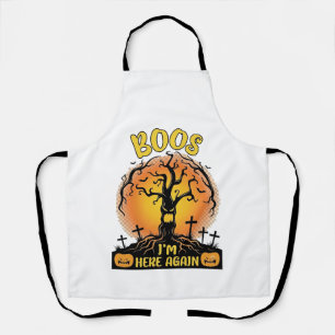 Boos Im Here Again Halloween Spooky Tree Pumpkins  Apron