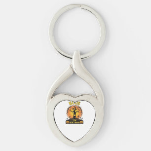 Boos Im Here Again Halloween Spooky Tree Pumpkins Keychain