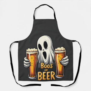 Boos Or Beer Funny Oktoberfest Halloween Ghost  Apron