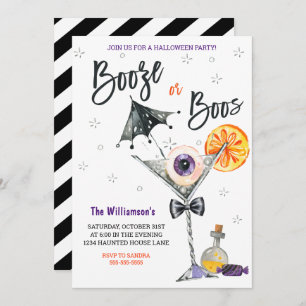 Boo's or Booze Halloween Party Invitation