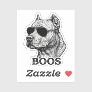 BOOS Pitbull with Sunglasses Ink Sketch Tattoo Des