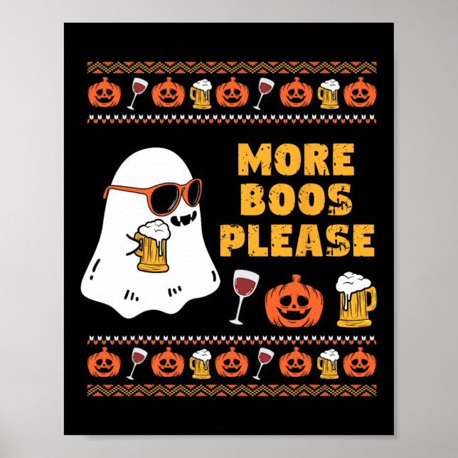 Boos Please Vintage Retro Ghost Halloween Costume  Poster (Front)