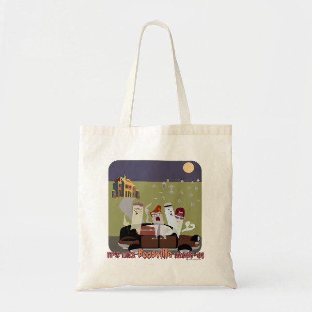 BoosVille Halloween Ghost Cartoon Fun Tote Bag (Front)
