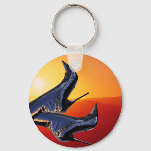 Boot Art with a Coloful Sunset Background Keychain