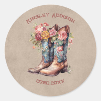 Boot Brunch & Bubbly Bridal Shower Classic Round Sticker