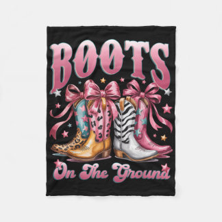 Boot Cowboy Western Cowgirl Pink Leopard Boots On Fleece Blanket
