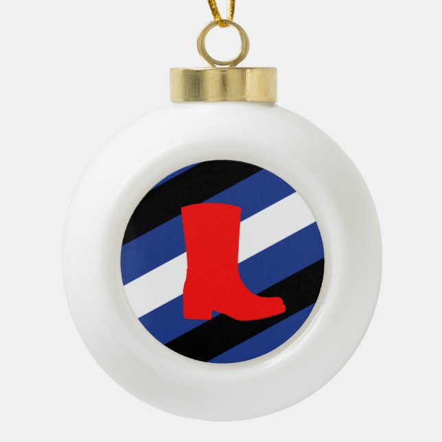 Boot Pride Flag Ceramic Ball Christmas Ornament (Front)