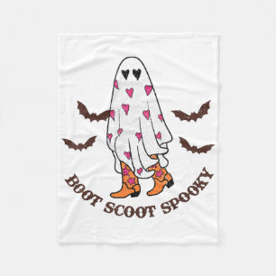 Boot Scoot Spooky Cowboy Ghost Groovy Retro Hallow Fleece Blanket