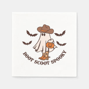 Boot Scoot Spooky Cowboy Ghost Groovy Retro Hallow Napkin