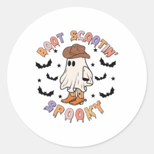 Boot Scoot Spooky Funny Western Halloween Cowboy G Classic Round Sticker
