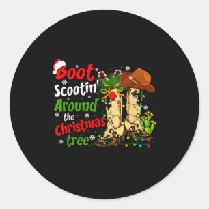 Boot Scootin' Around The Christmas Tree Country We Classic Round Sticker