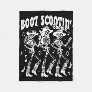Boot Scootin' Boogie Retro Western Skeleton Dancin Fleece Blanket