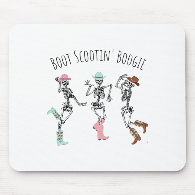 Boot Scootin Boogie Skeletons Dancing Western Hall Mouse Pad (Front)