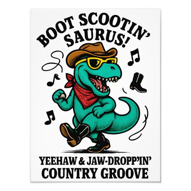 Boot Scootin’ Saurus! Photo Print (Front)
