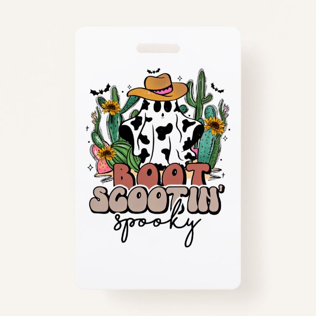 Boot Scootin_ Spooky, Western Halloween, Country M Badge (Front)