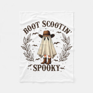 Boot Scootin Spooky Western Halloween Cute Ghost C Fleece Blanket