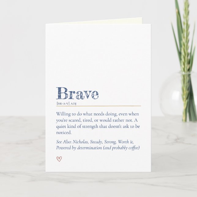 Bootcamp Letter From Home, Modern Brave Definition Card (Front)