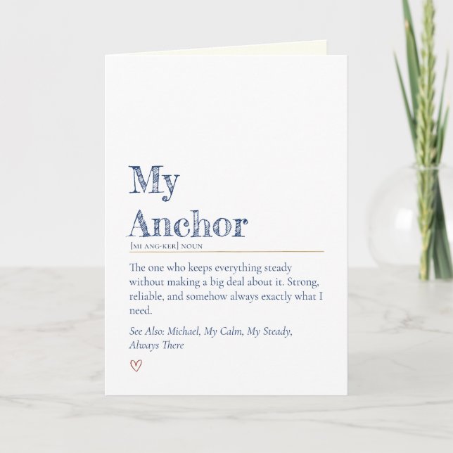 Bootcamp Letter From Home, My Anchor Definition Card (Front)