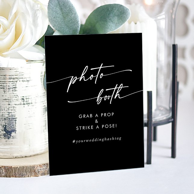 Booth Photo Boho Chic Modern Black Mariage (Boho Chic Modern Black Wedding Photo Booth Acrylic Sign)