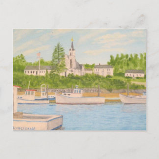 Boothbay Harbour: Church and Lobster Boats Postcard