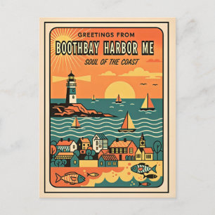 Boothbay Harbour ME Retro Soul of the Coast  Postcard