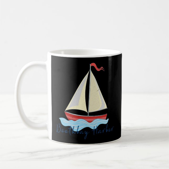 Boothbay Harbour Sailing Sail Boat Nautical Regatt Coffee Mug (Left)