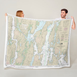 Boothbay Harbour to Bath Nautical Chart 13296 Fleece Blanket