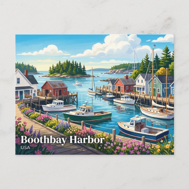 Boothbay Harbour USA Postcard (Front)