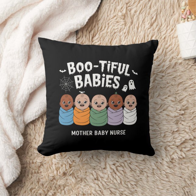 Bootiful Babies Mother Baby Nurse Halloween  Throw Pillow (Blanket)